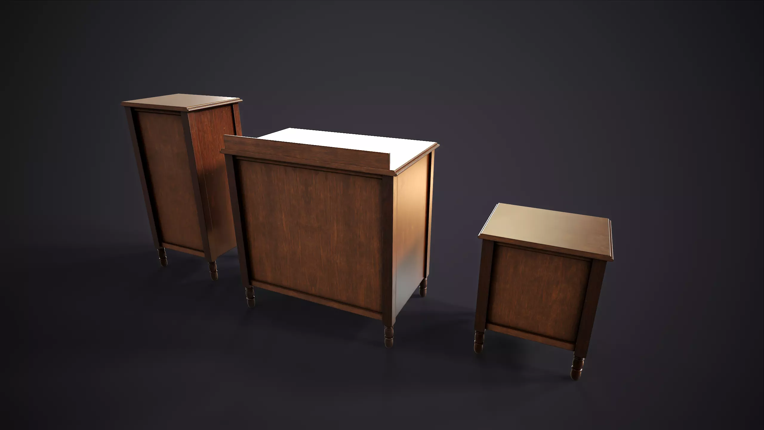 Vintage Bedroom Furniture Set Low-poly 3D model_11