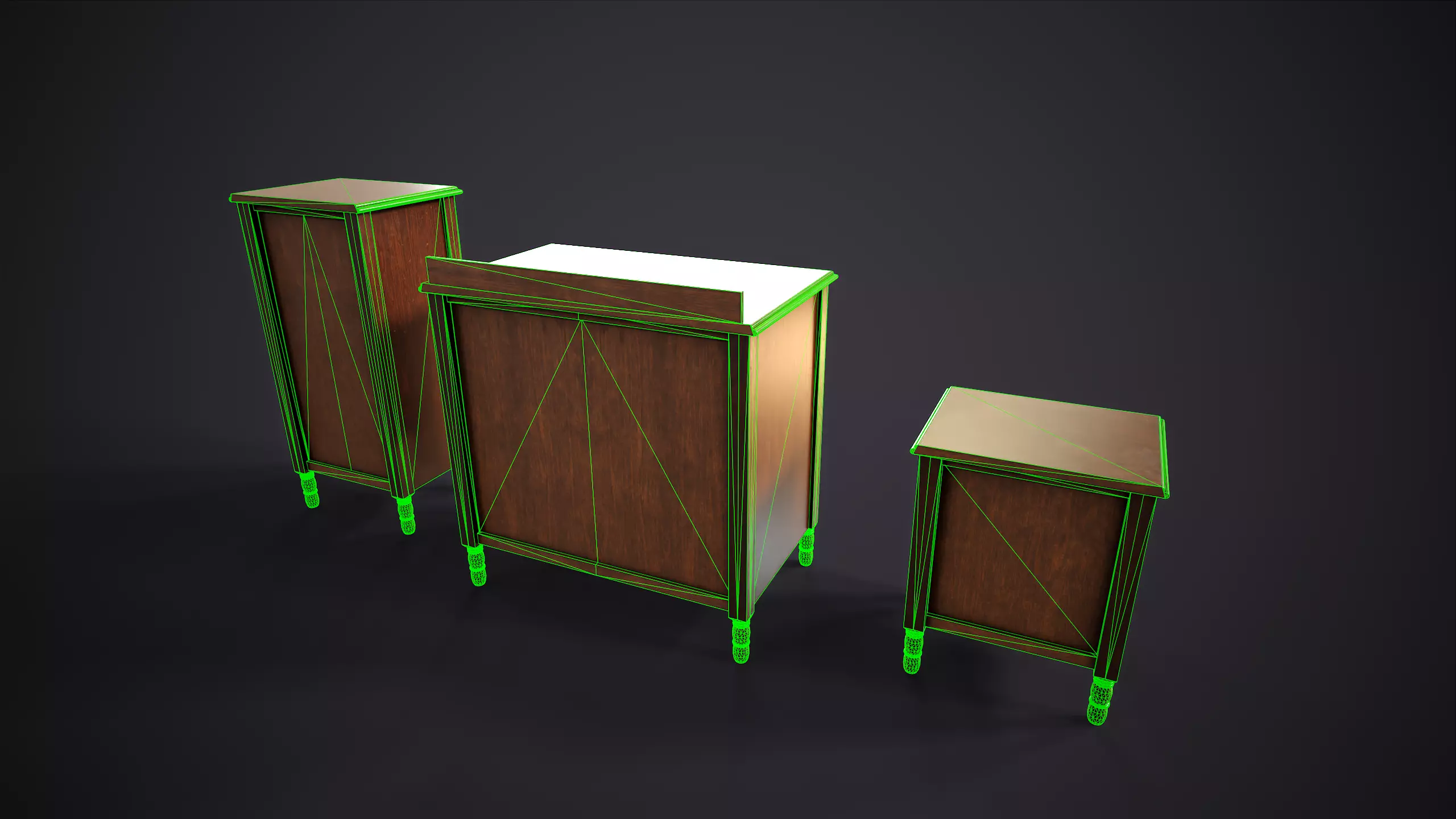 Vintage Bedroom Furniture Set Low-poly 3D model_13
