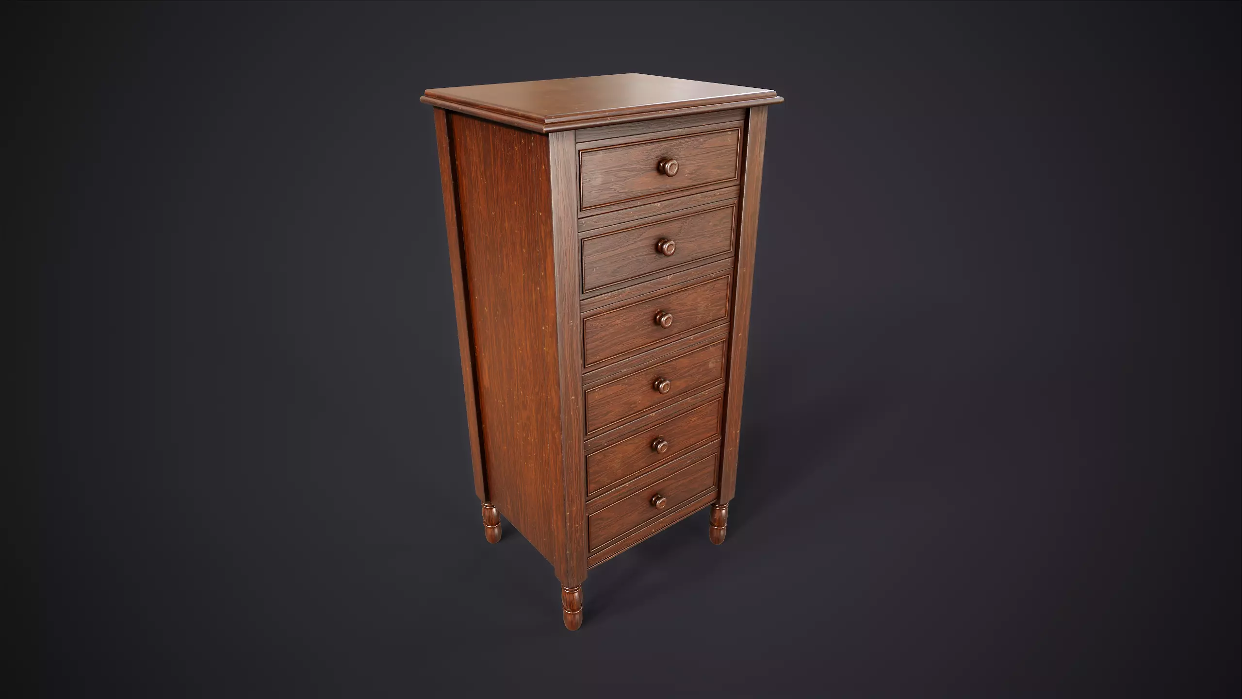 Vintage Bedroom Furniture Set Low-poly 3D model_8