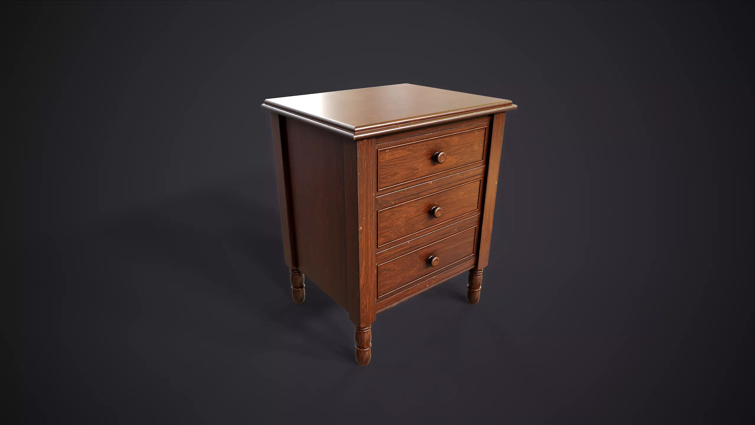 Vintage Bedroom Furniture Set Low-poly 3D model_7