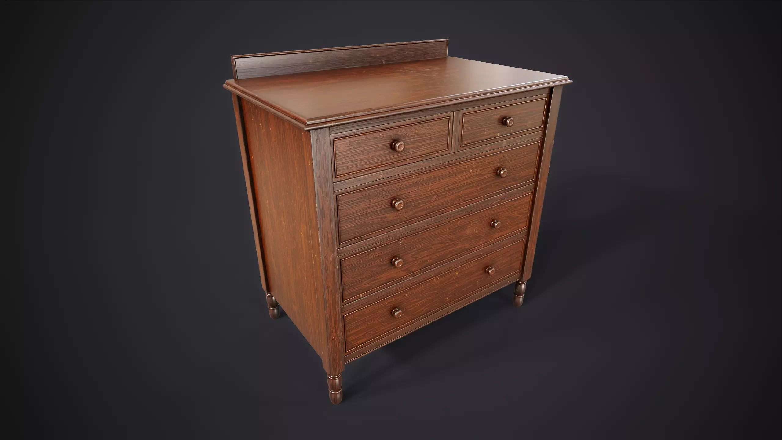 Vintage Bedroom Furniture Set Low-poly 3D model_9