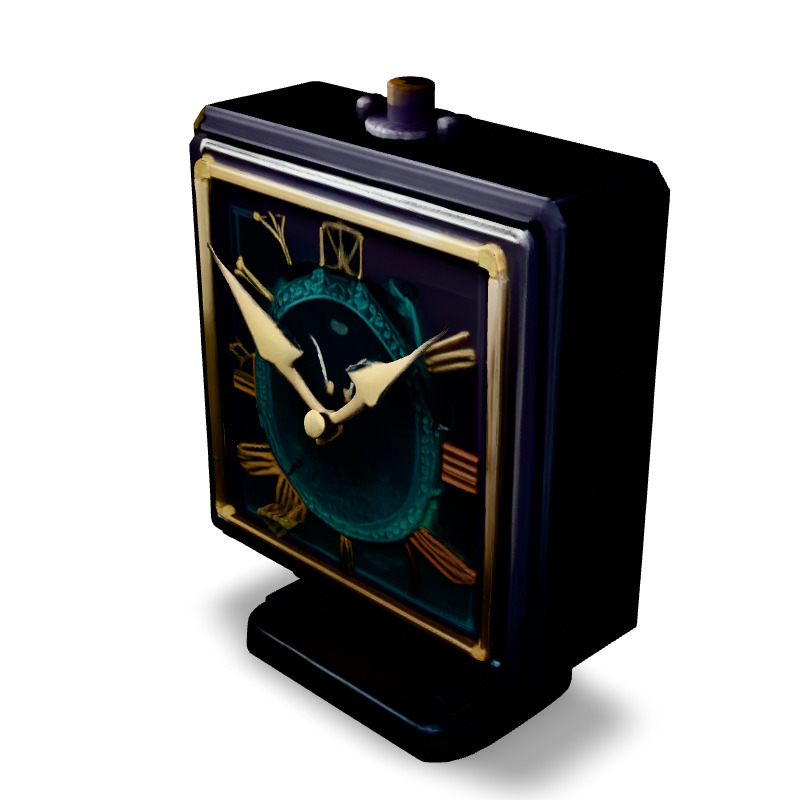 Luxury Square Clock with Green Details Low-poly 3D model_1