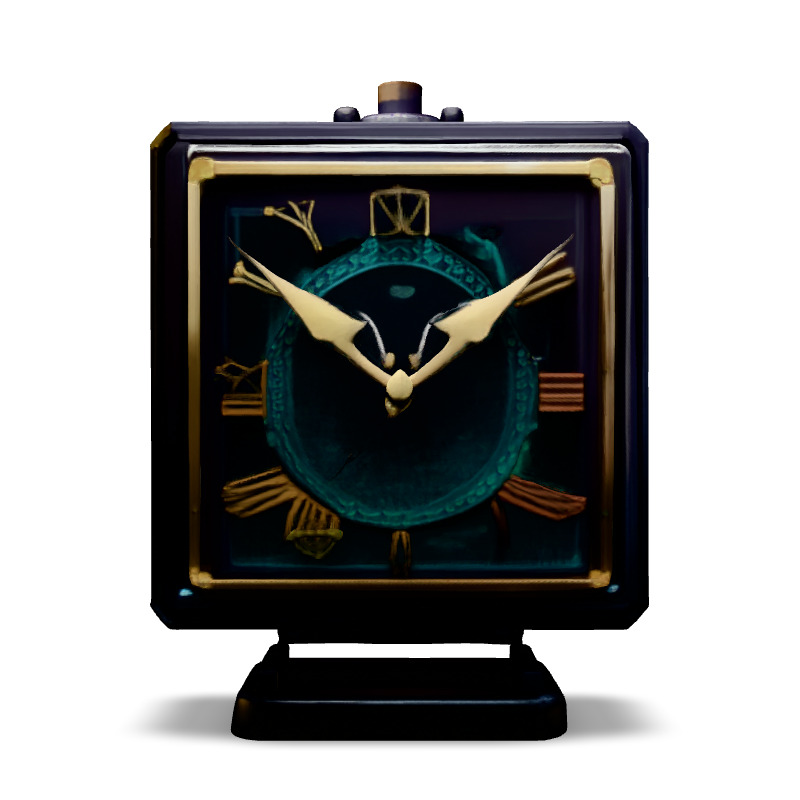 Luxury Square Clock with Green Details Low-poly 3D model_3