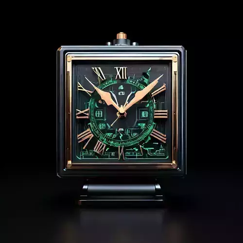 Luxury Square Clock with Green Details Low-poly 3D model