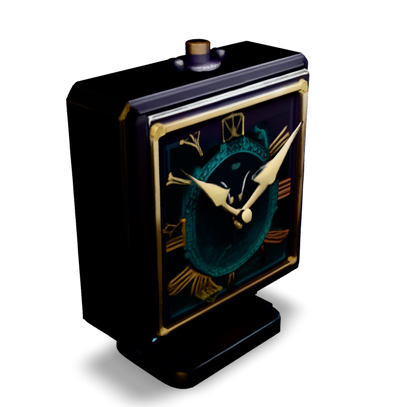 Luxury Square Clock with Green Details Low-poly 3D model_2
