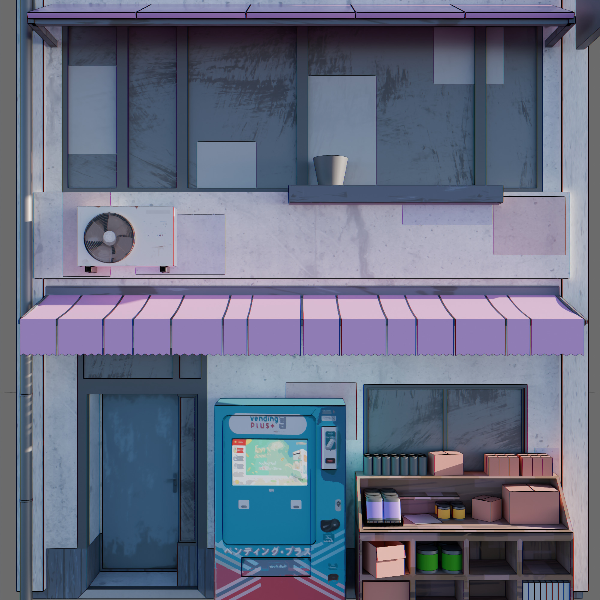 Anime building city 01 3D model_3