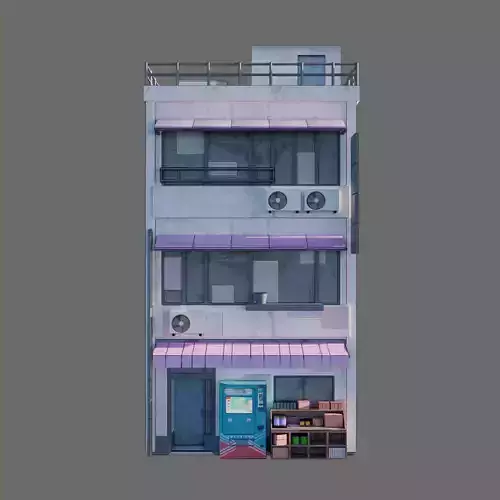 Anime building city 01 3D model