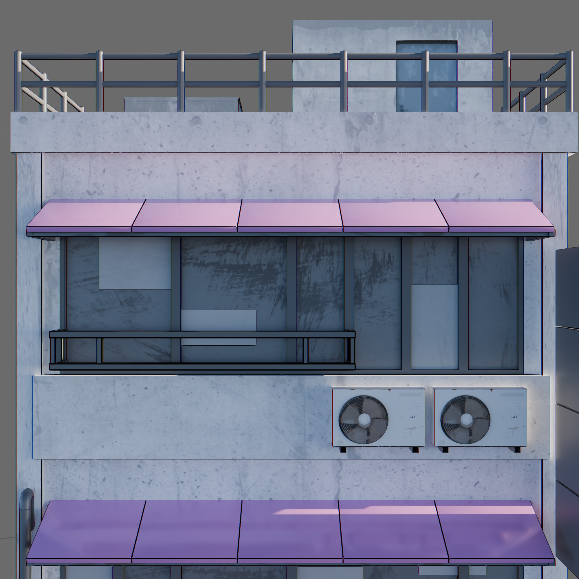 Anime building city 01 3D model_4