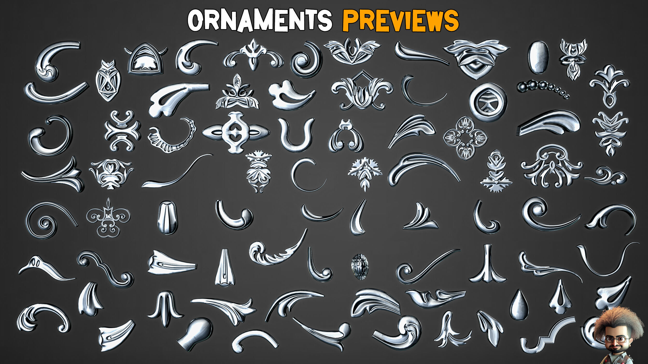 150 Ornamental Brushes and IMM Brushes Vol 44 Low-poly 3D model_2