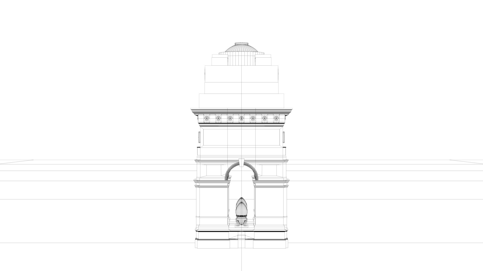 India Gate 3D model_9
