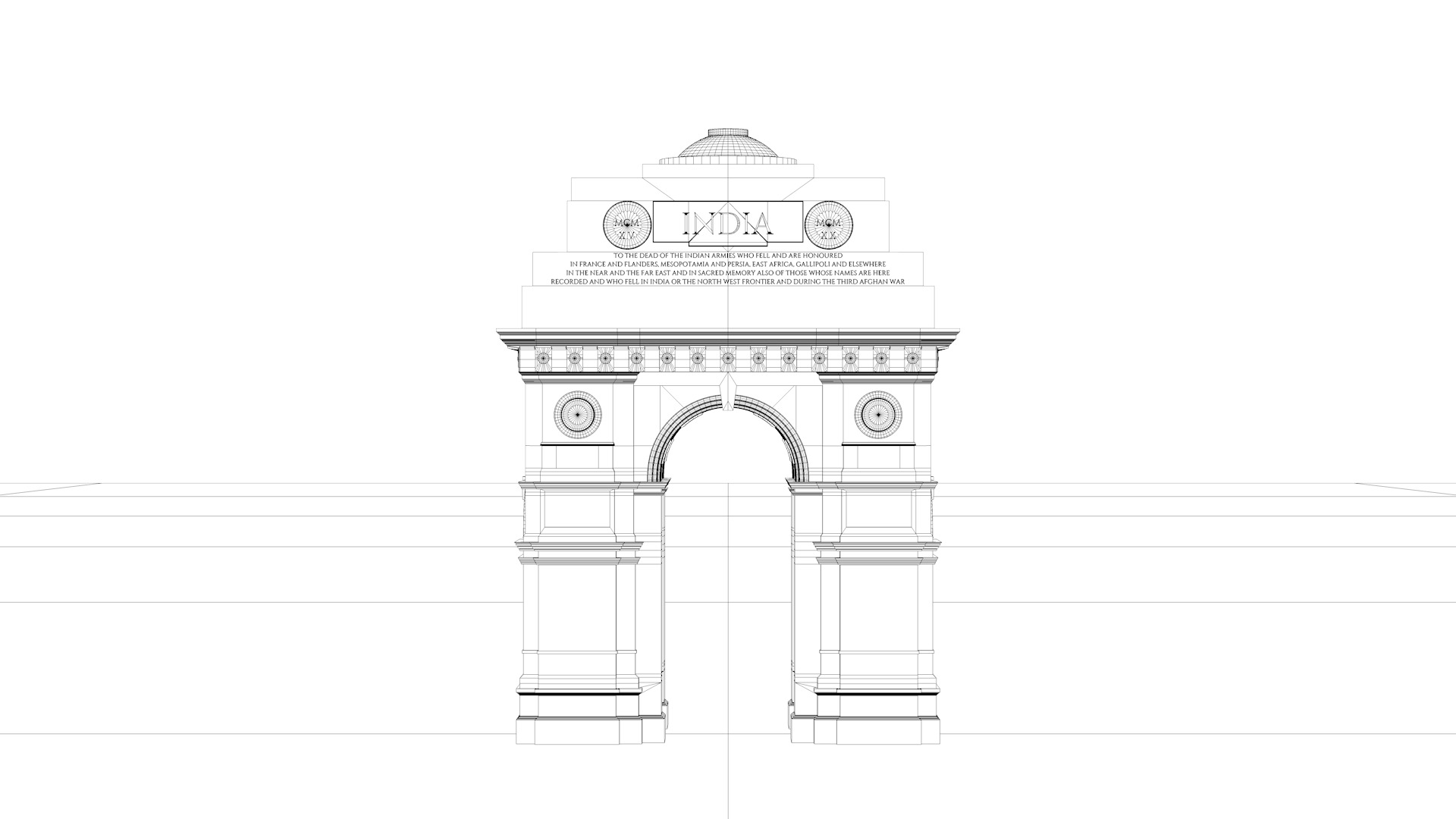 India Gate 3D model_7