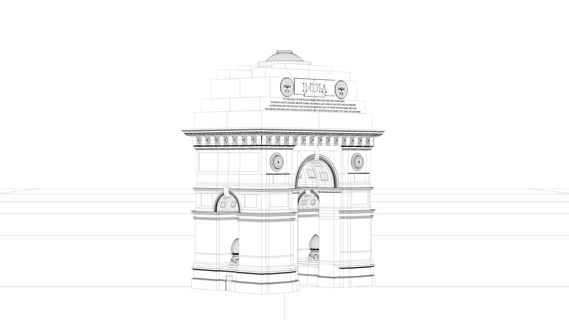 India Gate 3D model_8