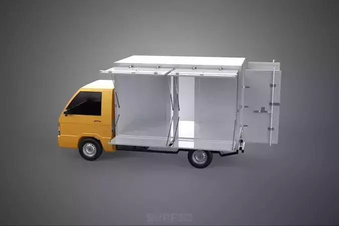 FOOD BOX TRUCK PICKUP SIDE DOOR BOOTH STAND WAGON CATERING VAN 3D model