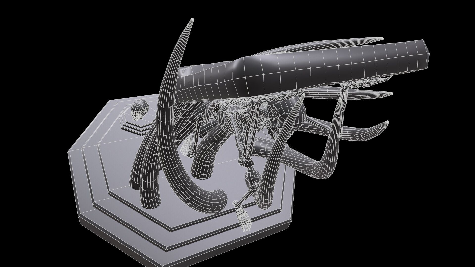 Tentacles Skeleton Desk Low-poly 3D model_11