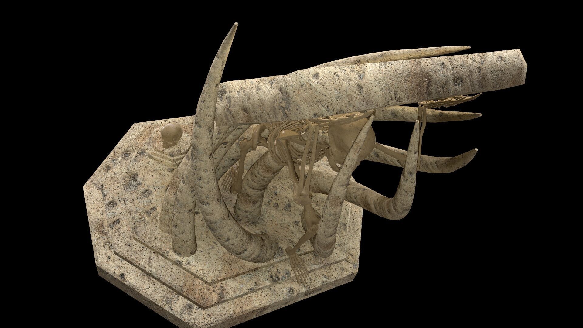 Tentacles Skeleton Desk Low-poly 3D model_10