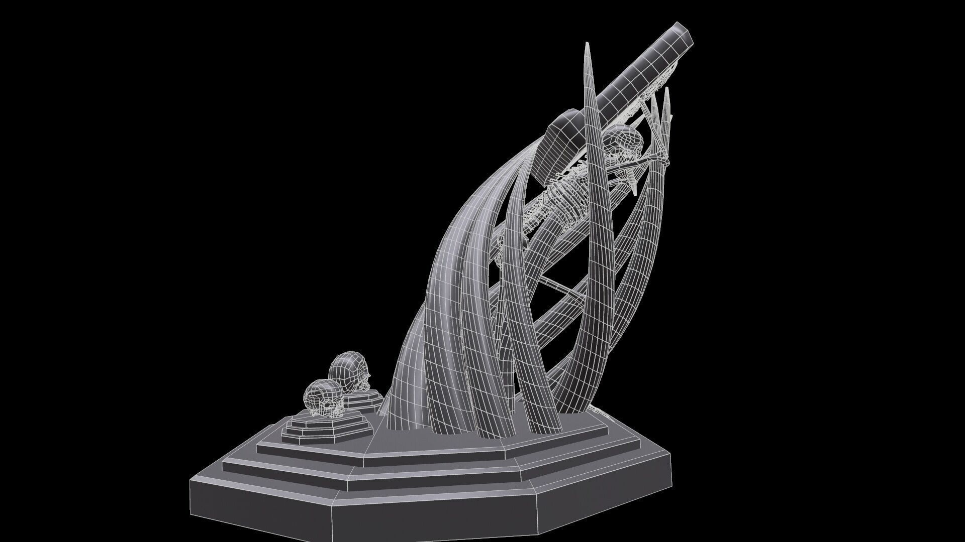 Tentacles Skeleton Desk Low-poly 3D model_15