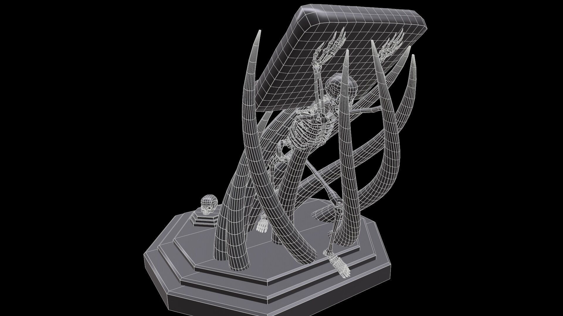 Tentacles Skeleton Desk Low-poly 3D model_14