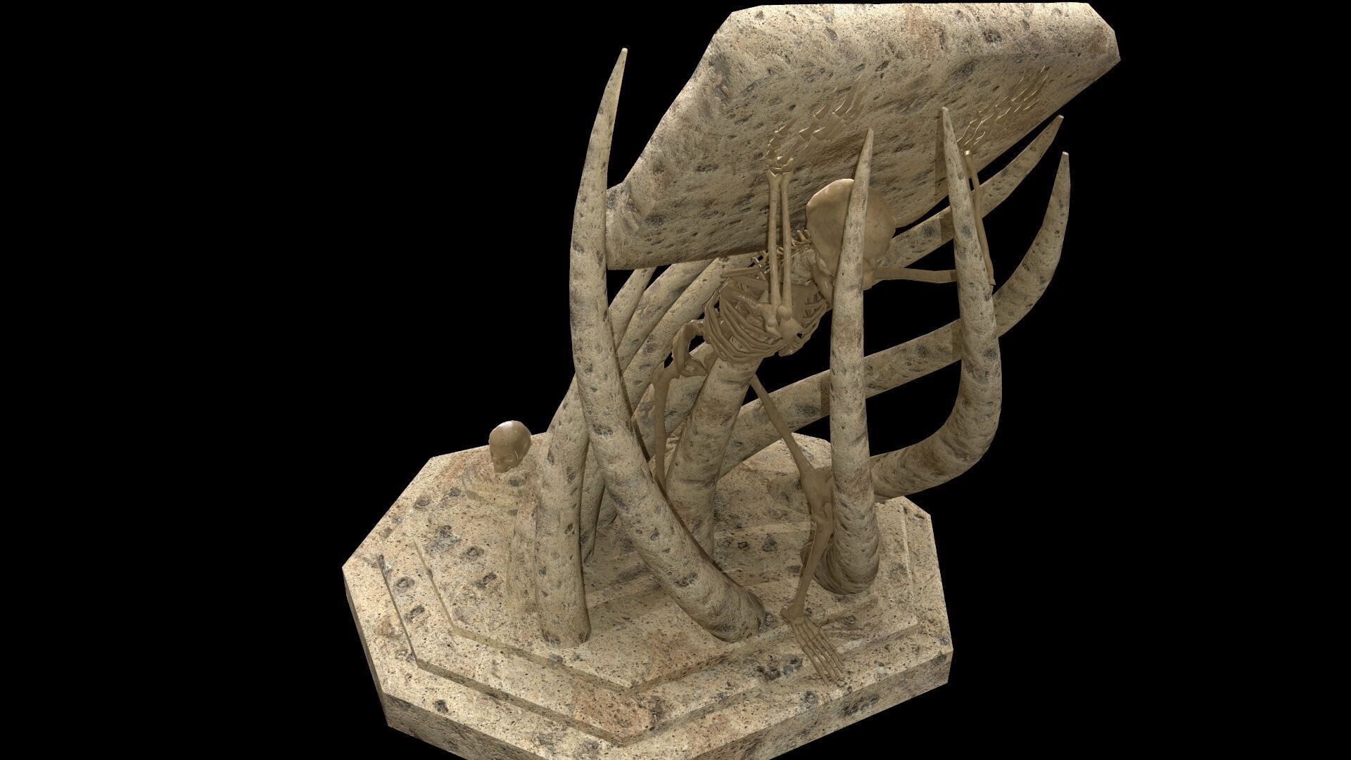 Tentacles Skeleton Desk Low-poly 3D model_9