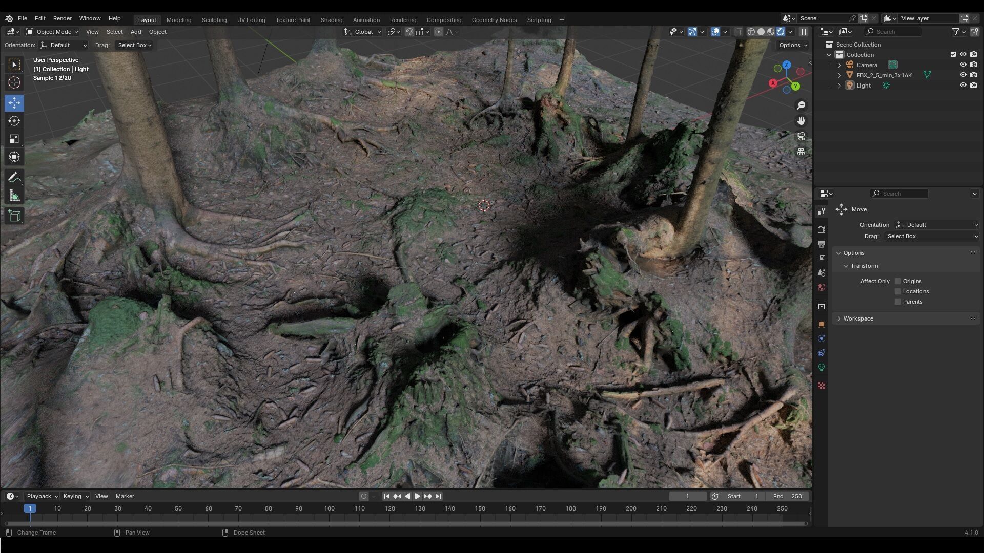 Glade of dead trees with roots 3D model_10