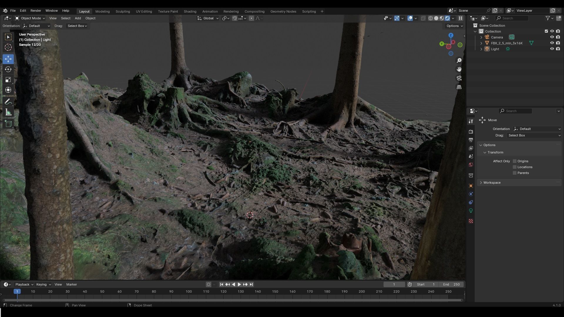 Glade of dead trees with roots 3D model_9