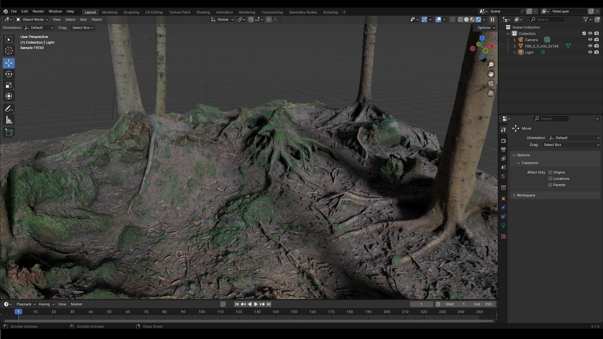 Glade of dead trees with roots 3D model_8