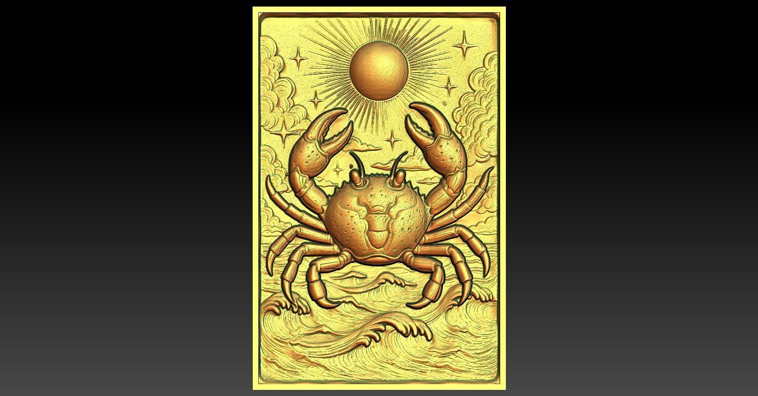 1 Cancer Zodiac CNC Relief Model 3D print model_1