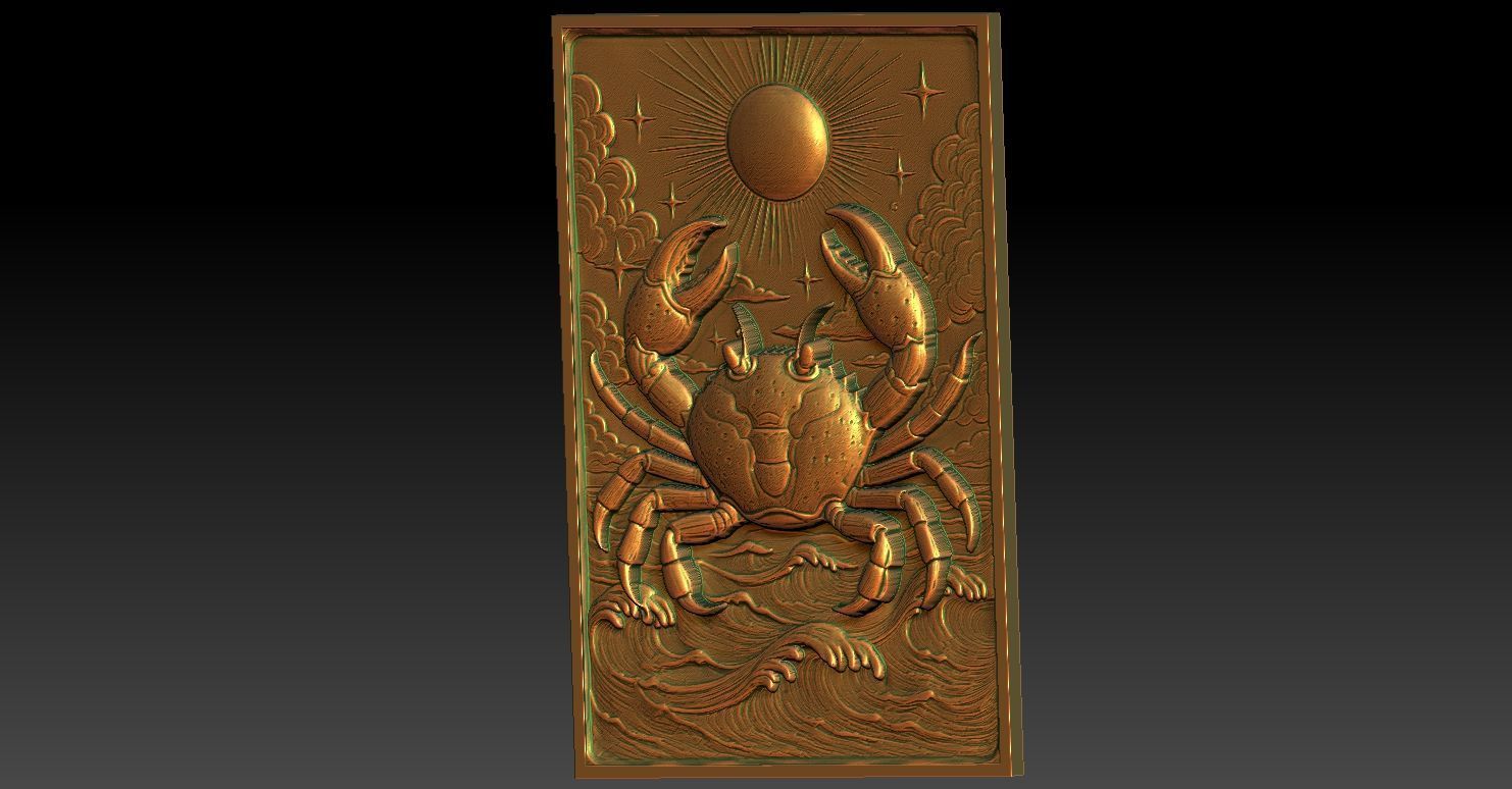 1 Cancer Zodiac CNC Relief Model 3D print model_5
