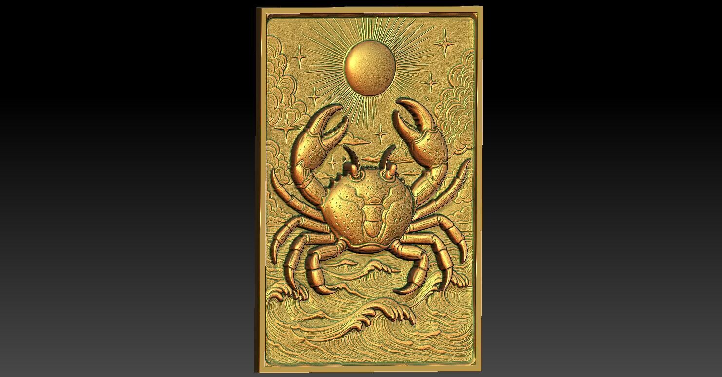1 Cancer Zodiac CNC Relief Model 3D print model_4
