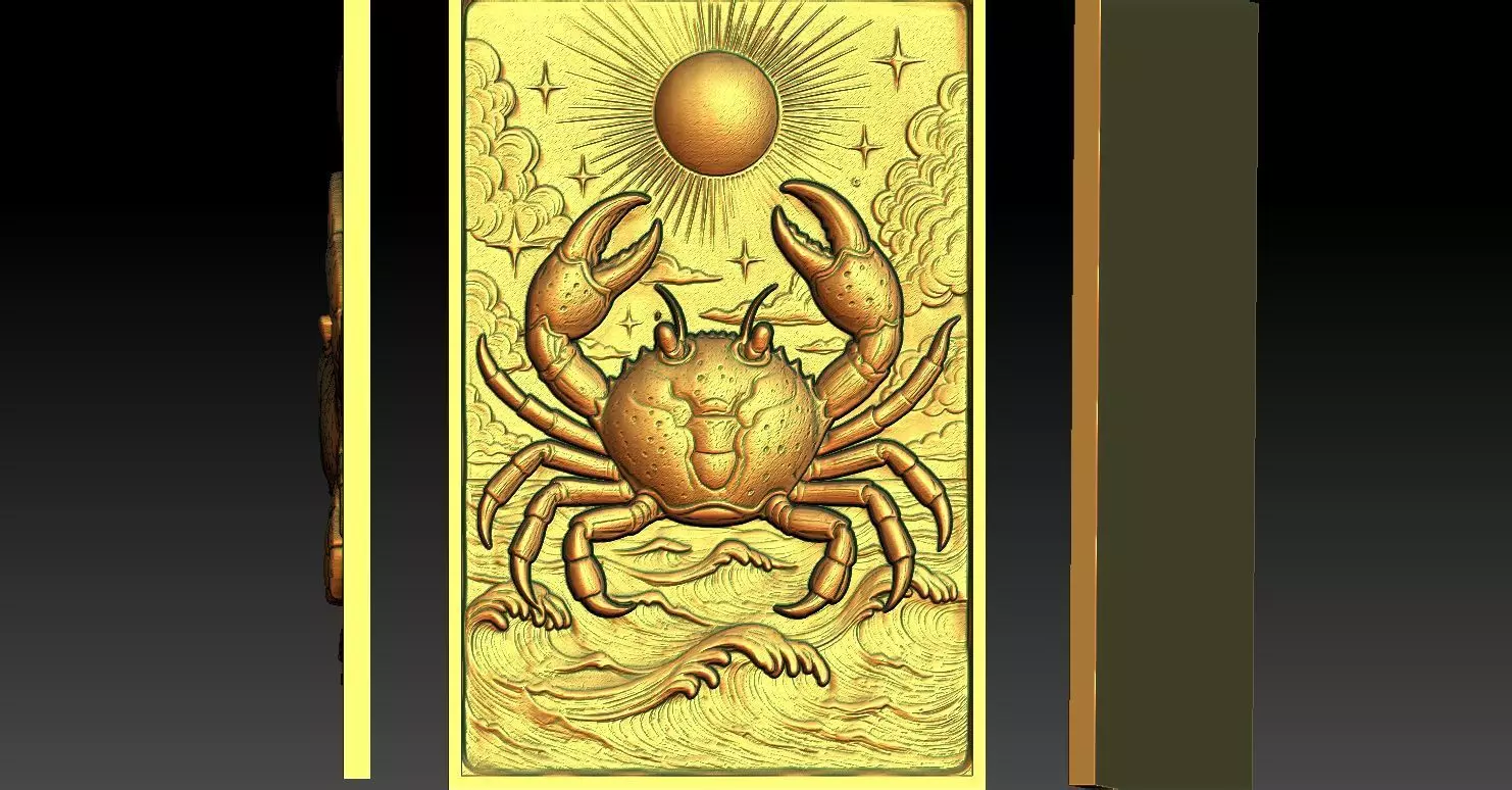 1 Cancer Zodiac CNC Relief Model 3D print model_0