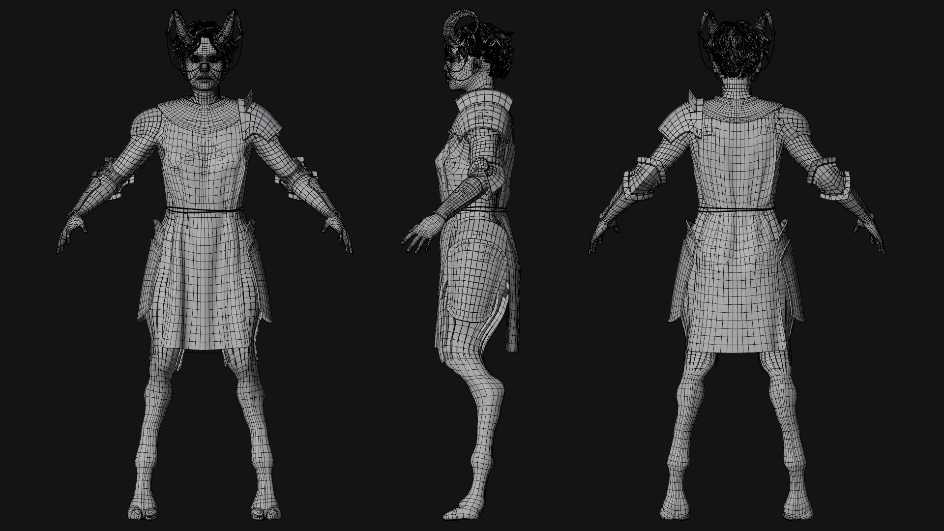 Faun Warrior Low-poly 3D model_5