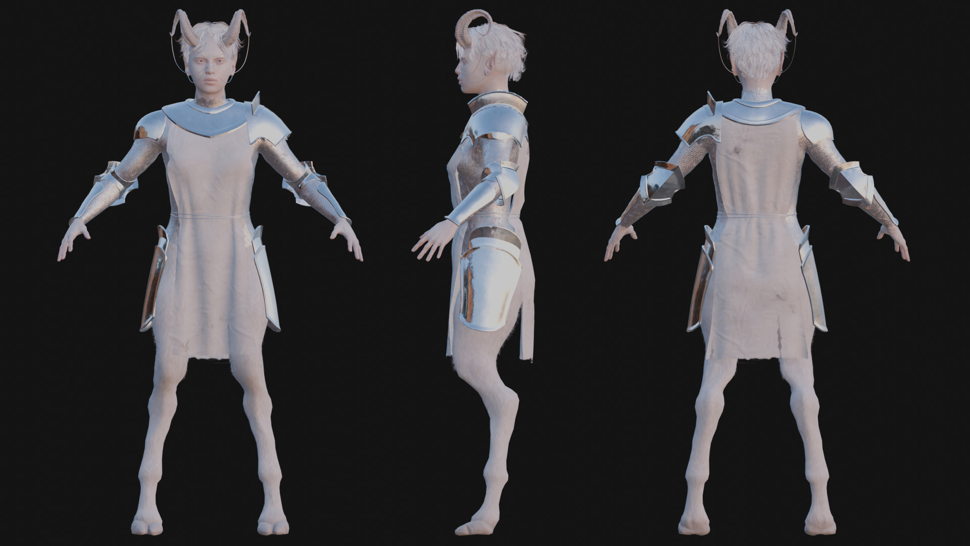 Faun Warrior Low-poly 3D model_2