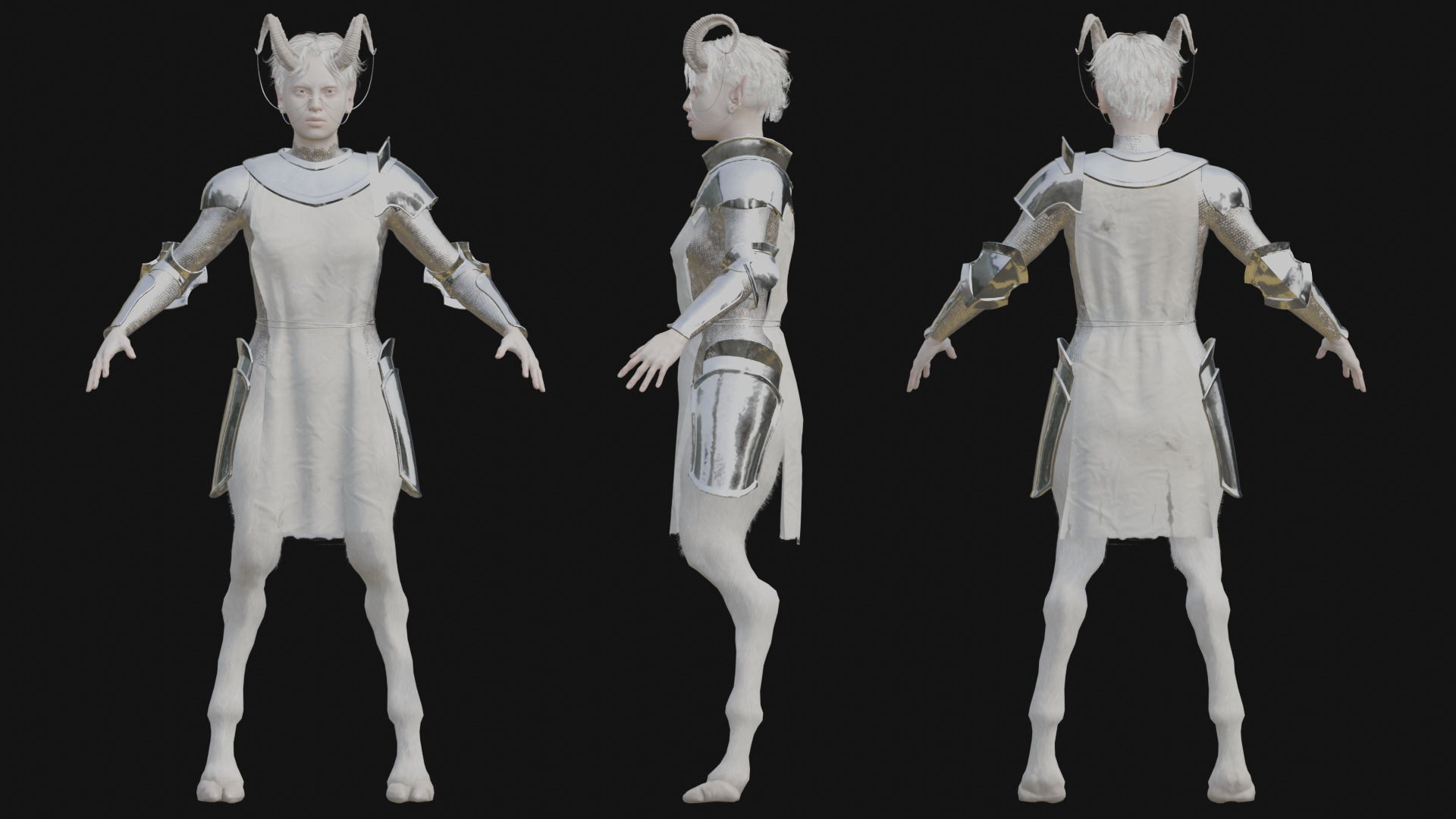Faun Warrior Low-poly 3D model_4