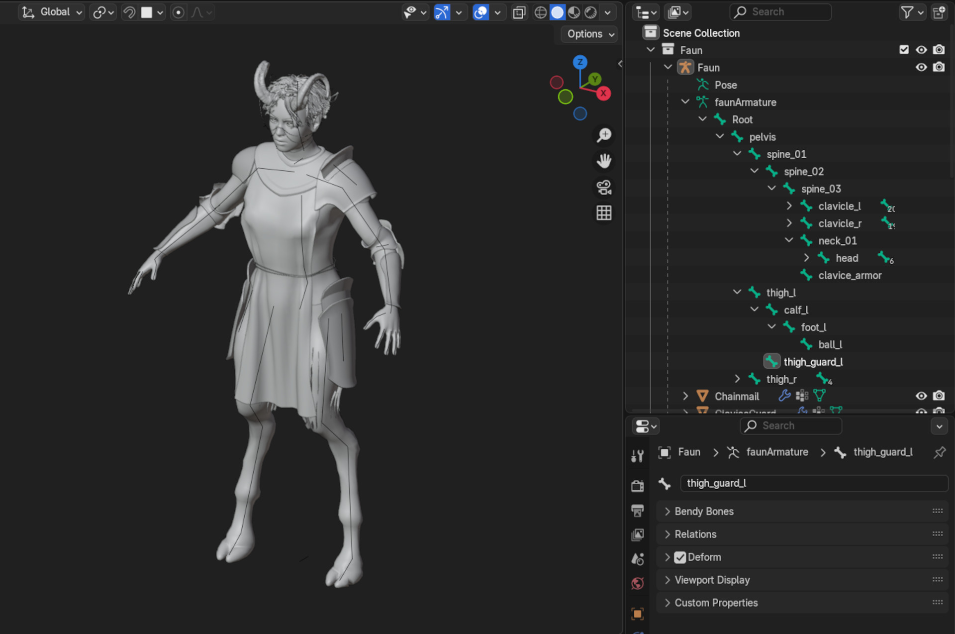 Faun Warrior Low-poly 3D model_7