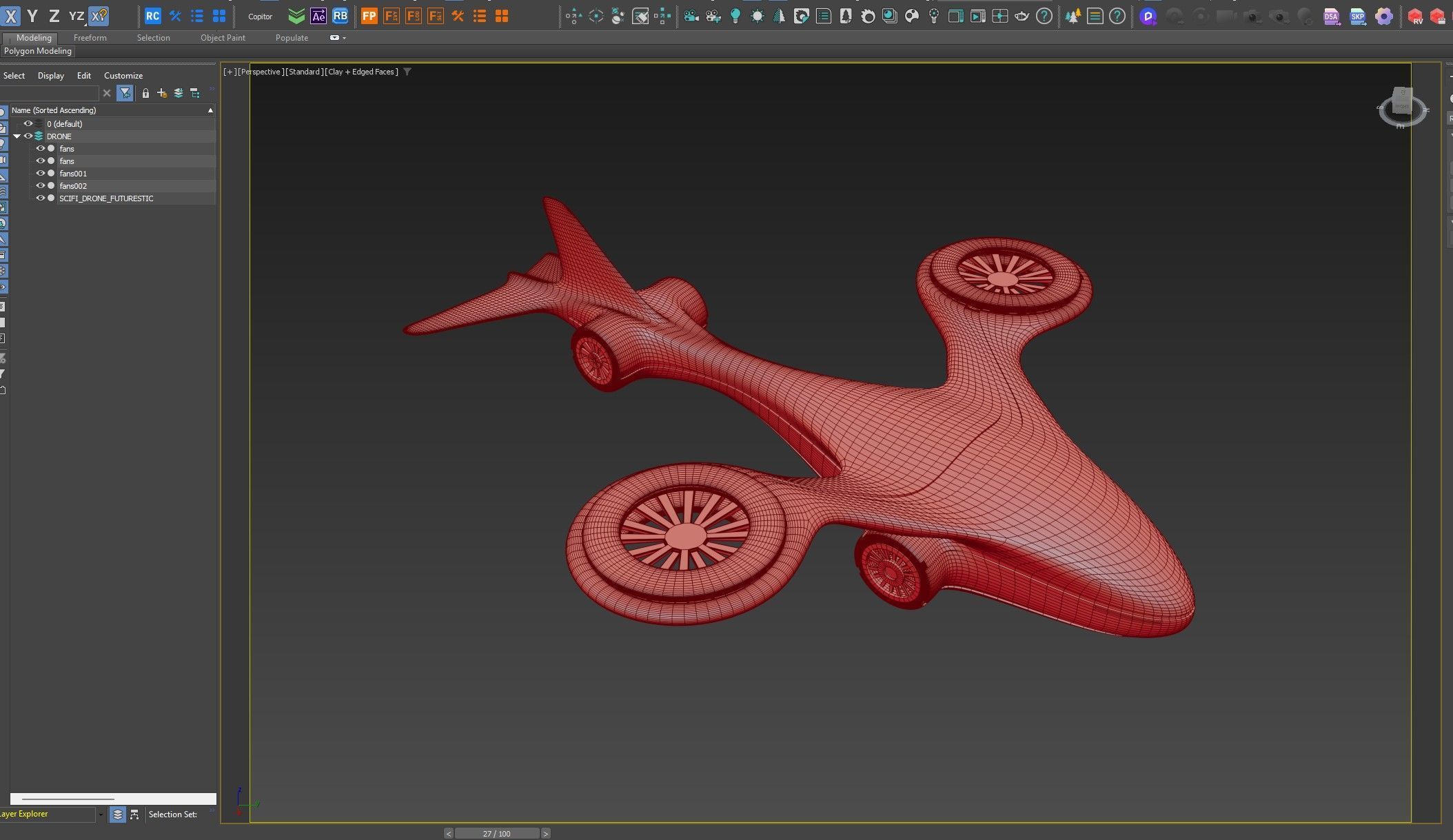 scifi drone futurestic 3D model_9