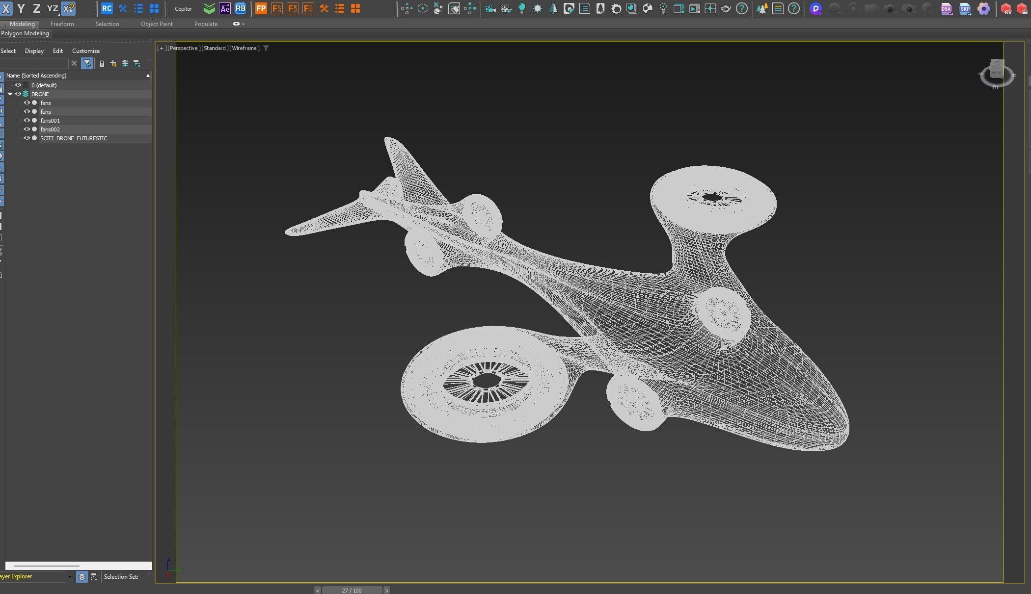 scifi drone futurestic 3D model_8