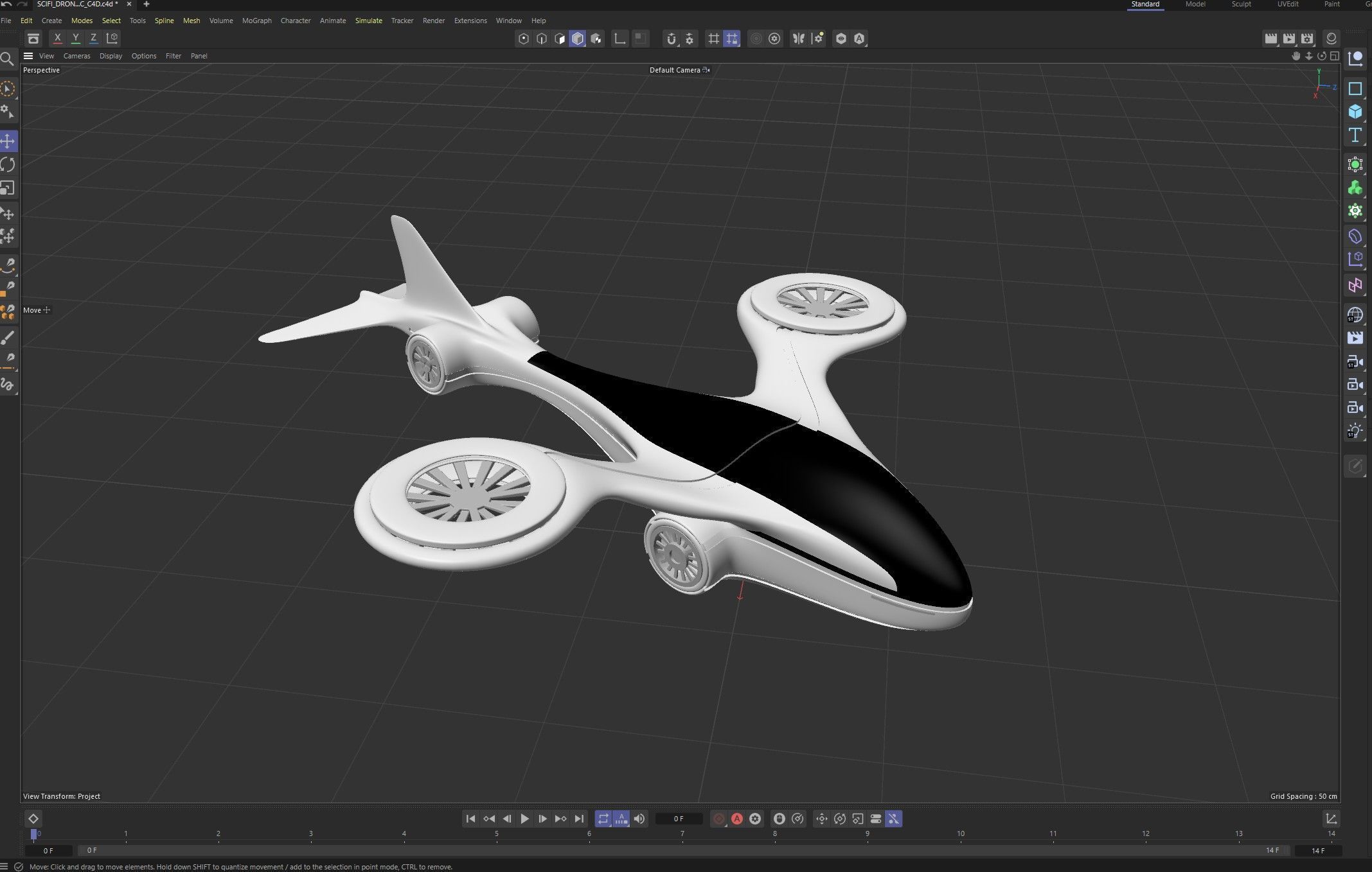 scifi drone futurestic 3D model_7