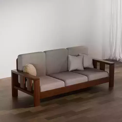Classic Wooden Sofa with Cushions 