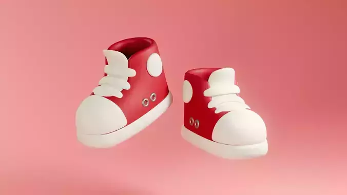 Lowpoly Cartoon Red Sneaker  Low-poly 3D model