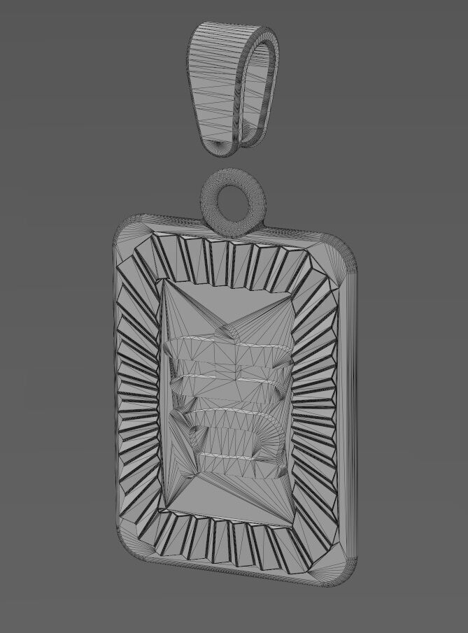 Lucky luck chinese symbol faceted sunrays tag pendant charm 3D print model_13