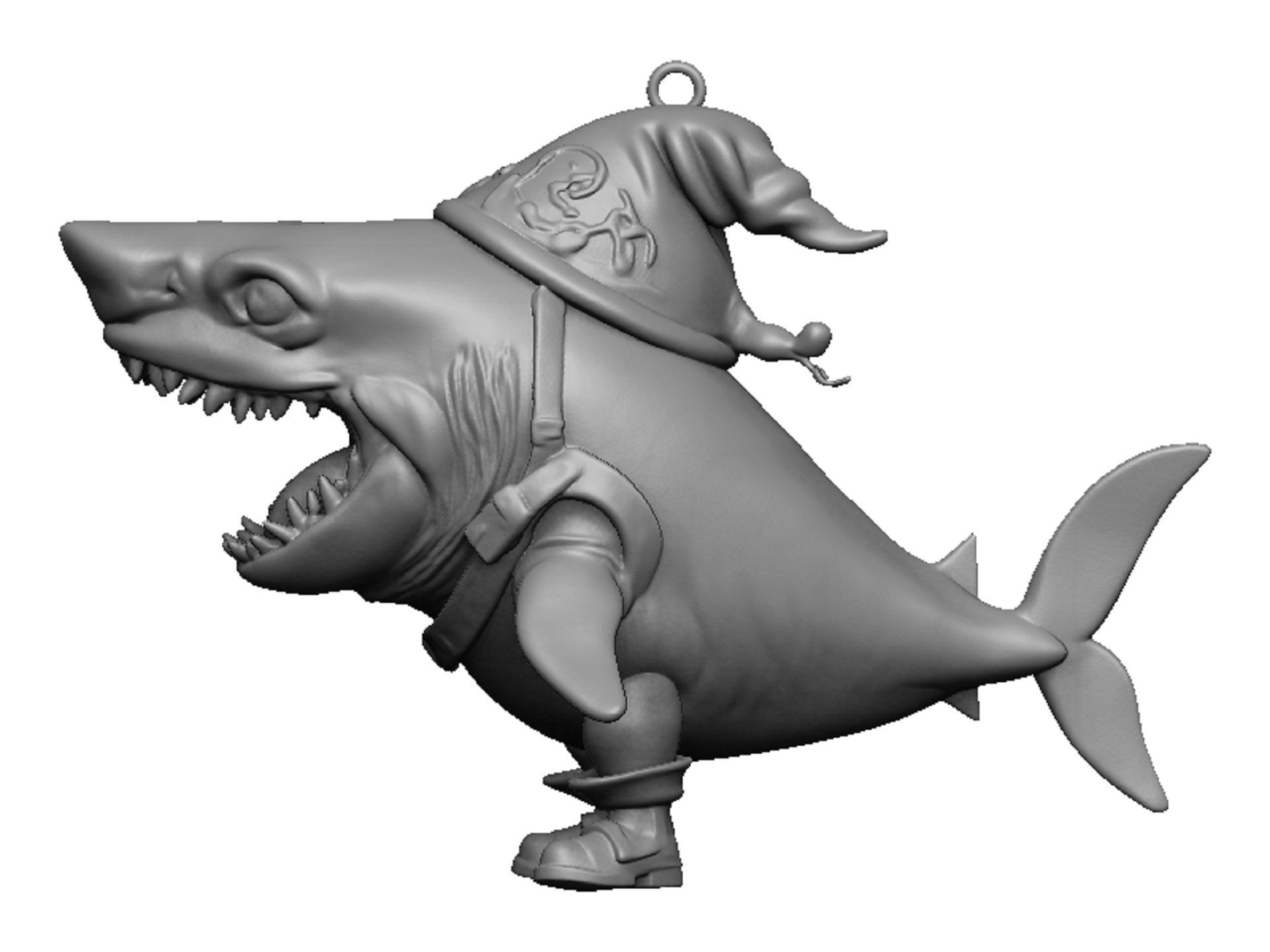 shark pendant 3D print model_3