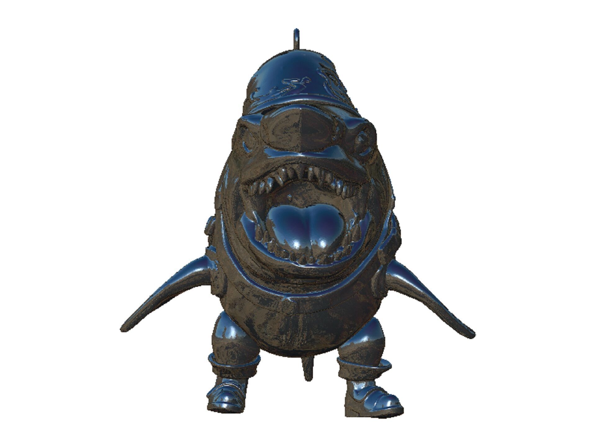 shark pendant 3D print model_4