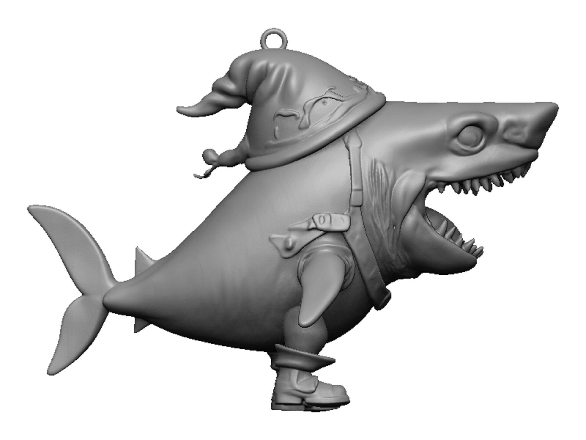 shark pendant 3D print model_1