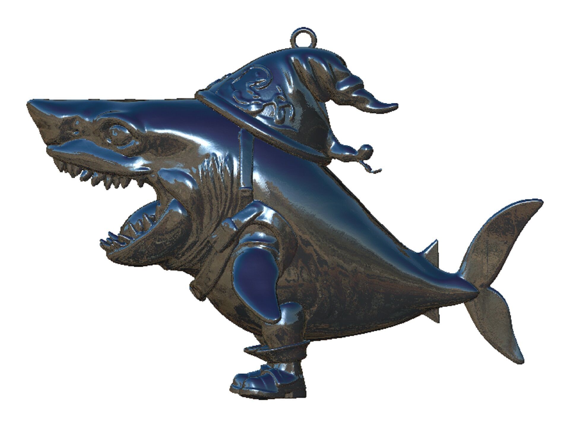 shark pendant 3D print model_7