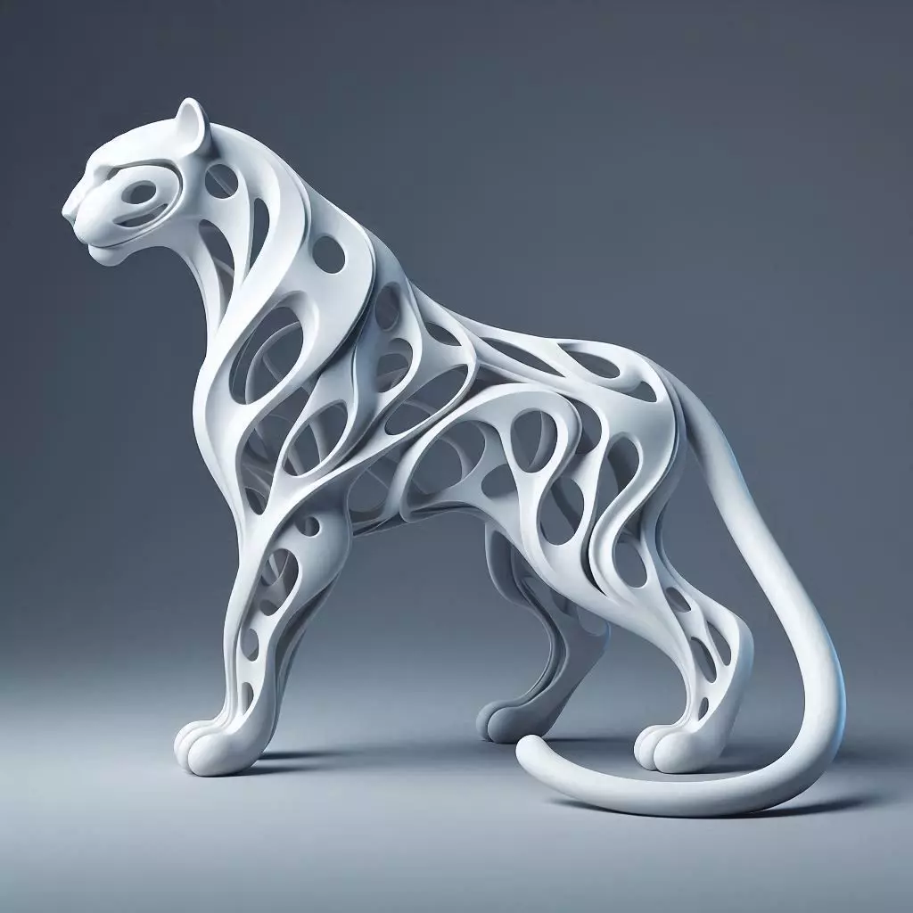 Abstract Hollow Panther Sculpture Modern Artistic Design 3D print model_0
