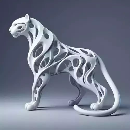 Abstract Hollow Panther Sculpture Modern Artistic Design