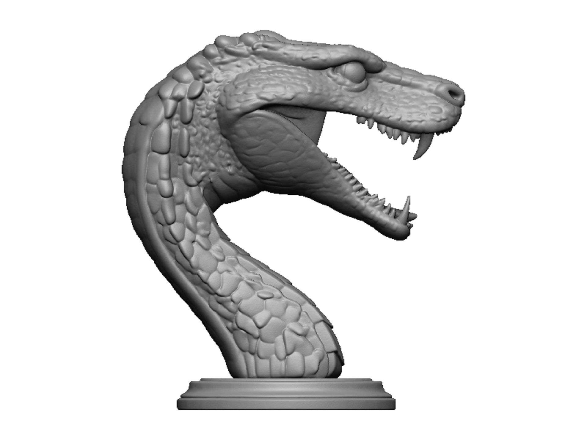 snake head bust 3D print model_2