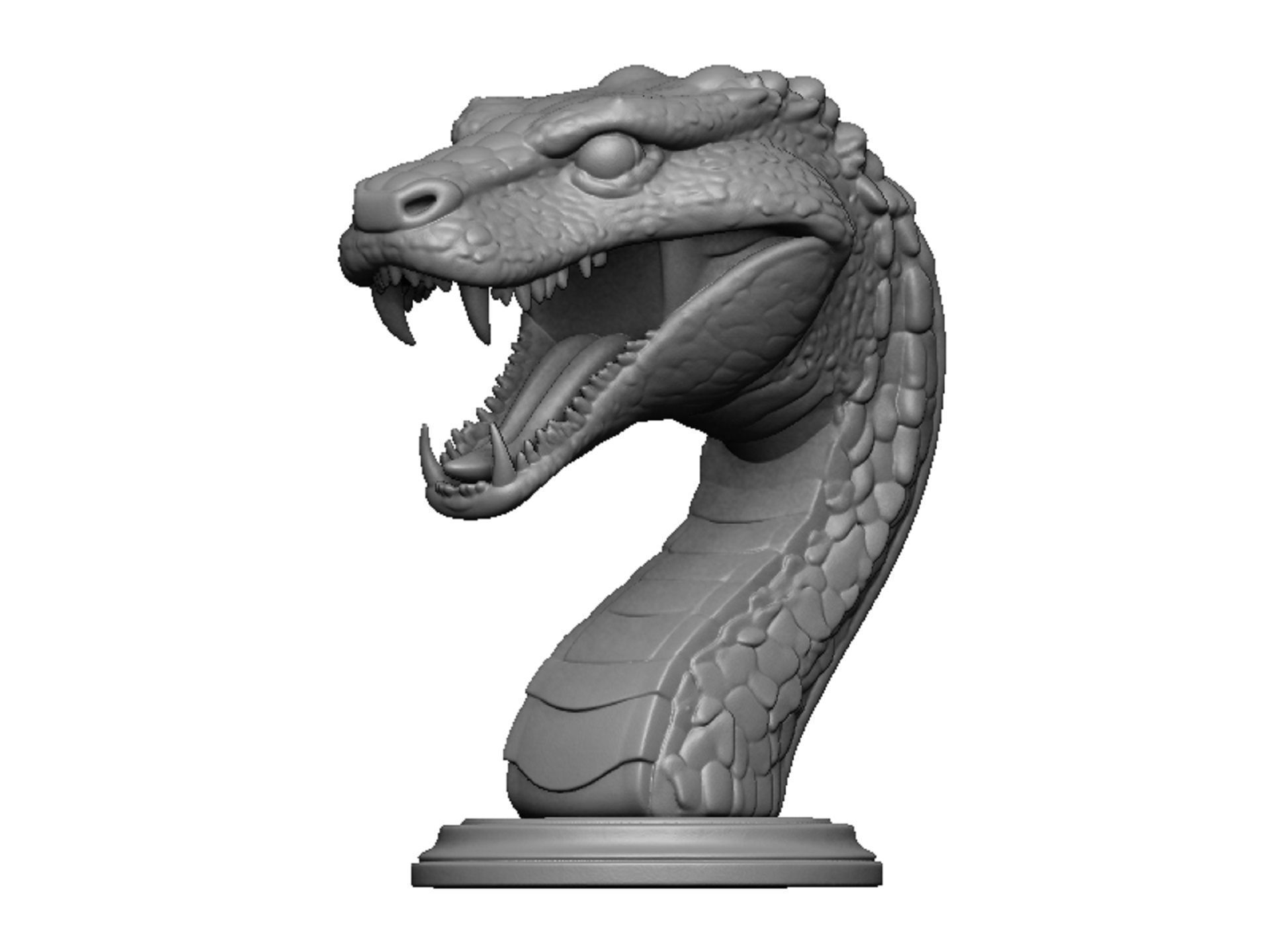 snake head bust 3D print model_6
