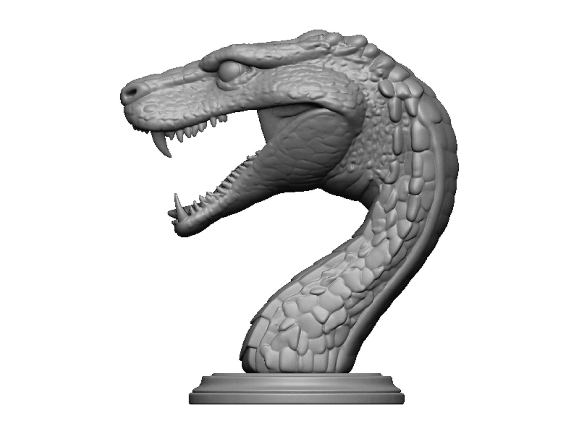 snake head bust 3D print model_5