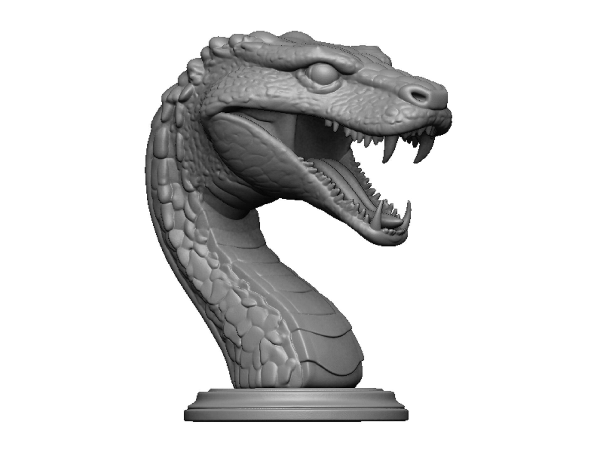 snake head bust 3D print model_1