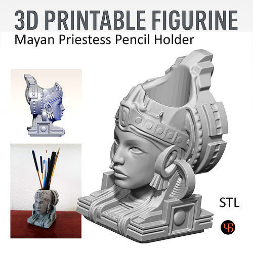 Mayan Priestess Pencil Holder   3D Printable 3D print model